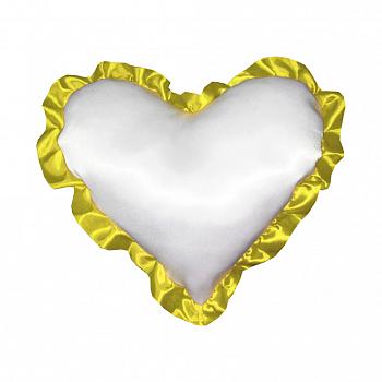 Подушка Атлас А4 сердце с рюшей белый/желтый