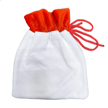Новогодний мешок для подарков белый с красным кантом