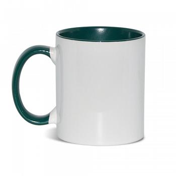 Кружка Стандарт цветная внутри+ручка темно зеленая