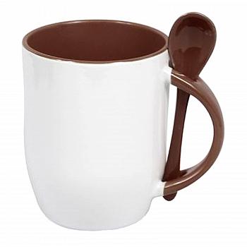 Кружка+ложка коричневая