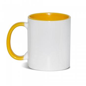 Кружка Стандарт цветная внутри+ручка желтая