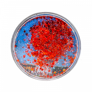 Заготовка водяного магнита круг с Красным конфетти