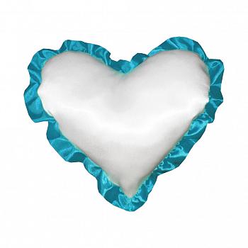 Подушка Атлас А4 сердце с рюшей белый/голубой