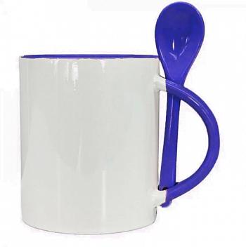Кружка стандарт, С ложкой Синяя