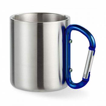 Кружка металлическая с синим карабином 220 мл