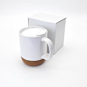 Кружка белая на пробковой подставке