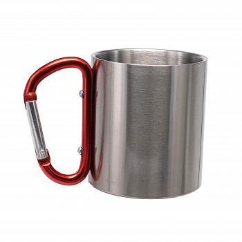 Кружка металлическая с красным карабином 220 мл
