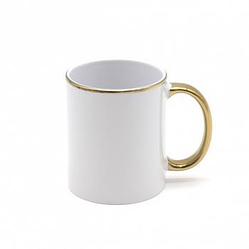 Кружка Стандарт белая с золотой ручкой и ободком