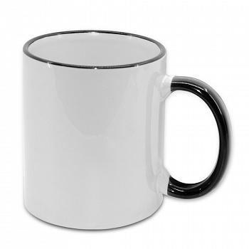 Кружка Стандарт белая с черной ручкой и ободком