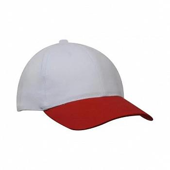 Бейсболка для сублимации Белая с красным козырьком