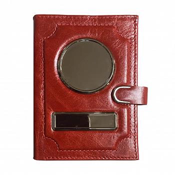 Обложка-портмоне для автодокументов красная, нат. кожа, пулап на молнии с застежкой