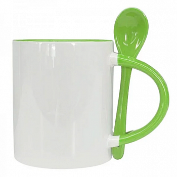 Кружка стандарт, С ложкой Зеленая