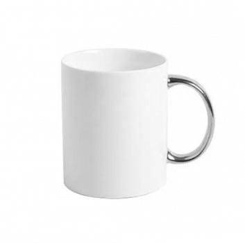 Кружка белая с серебряной ручкой