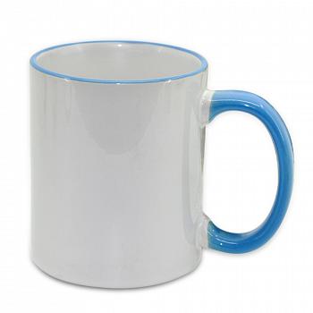 Кружка Стандарт белая с голубой ручкой и ободком