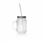 Банка стеклянная с ручкой для коктейлей матовая