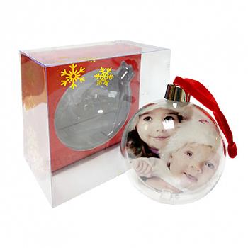 Новогодний шар 7 см под полиграфическую вставку в подарочной коробке