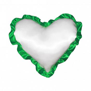 Подушка Атлас А4 сердце с рюшей белый/зеленый