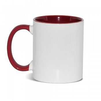 Кружка Стандарт цветная внутри+ручка бордо