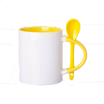 Кружка стандарт, С ложкой Желтая