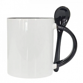 Кружка стандарт, С ложкой Черная