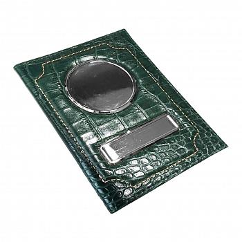 Обложка для автодокументов кайман, нат. кожа, зеленая