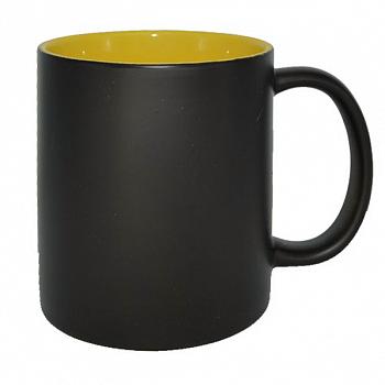 Кружка хамелеон матовая черная / желтая внутри