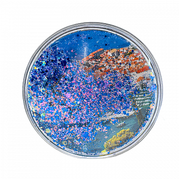 Заготовка водяного магнита круг с Синим конфетти