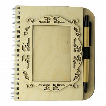 Блокнот деревянный под полиграфическую вставку  с ручкой