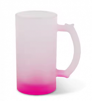Кружка пивная стеклянная с цветным дном розовая