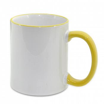 Кружка Стандарт белая с желтой ручкой и ободком