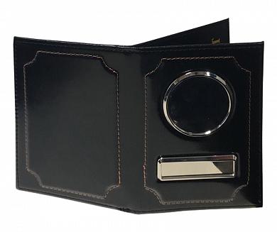 Обложка для автодокументов и паспорта, нат. кожа, черная