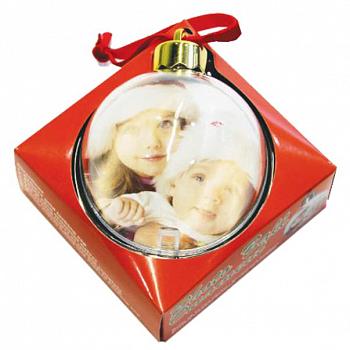 Новогодний шар 7,8 см под полиграфическую вставку в подарочной коробке