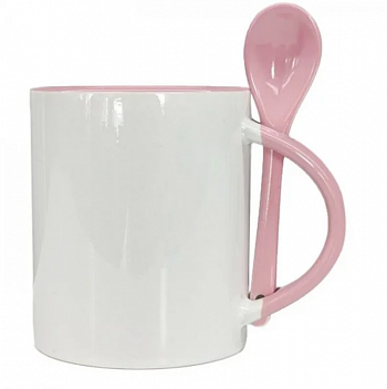 Кружка стандарт, С ложкой Розовая