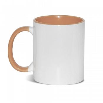 Кружка Стандарт цветная внутри+ручка бежевая