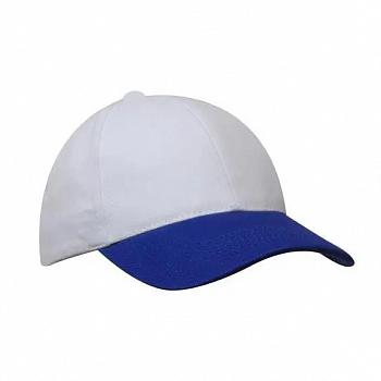 Бейсболка для сублимации Белая с синим козырьком